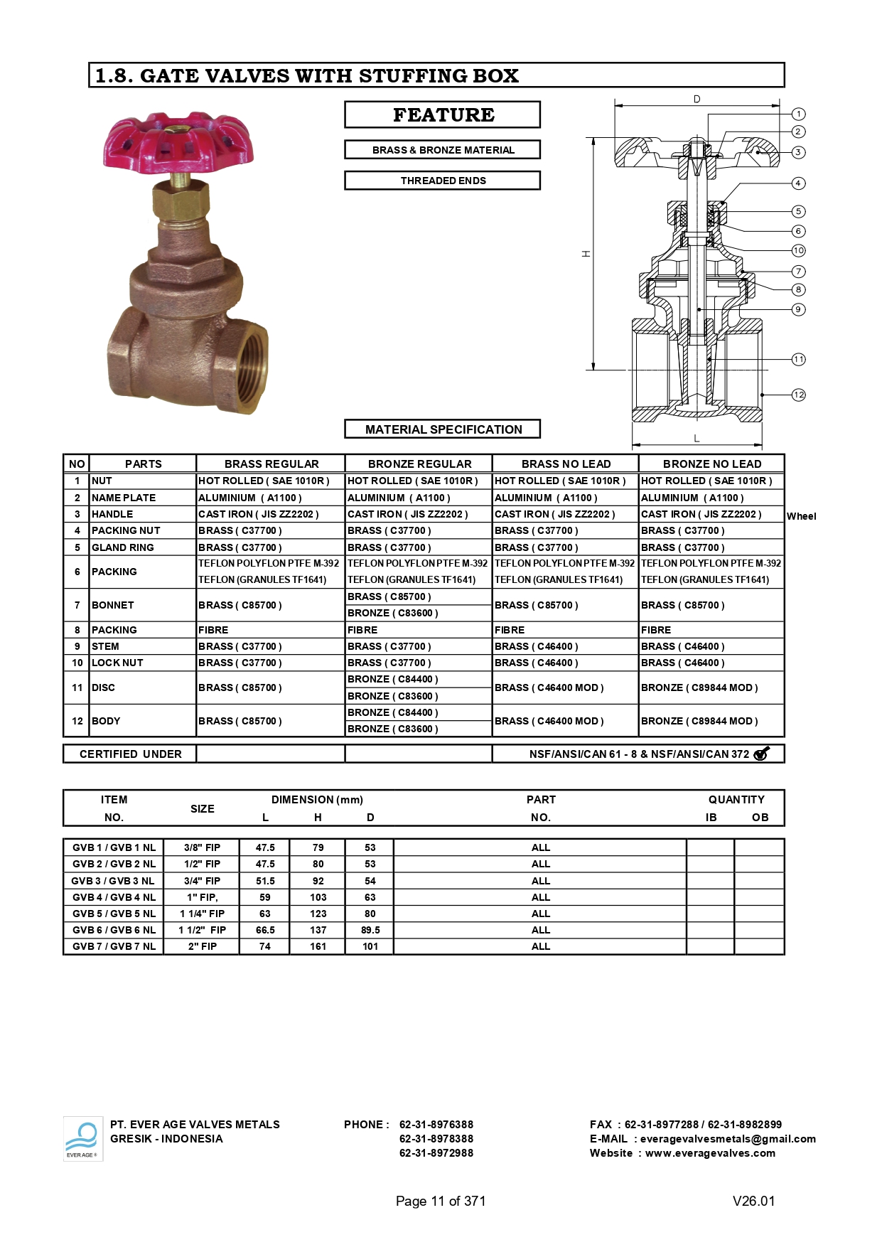 GATE VALVES WITH STUFFING BOX - GVB 1 - GVB 7